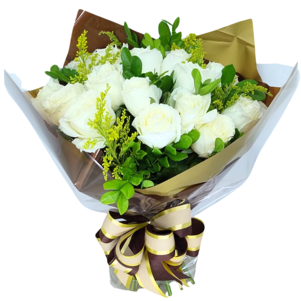 Buqu� 12 Rosas Brancas