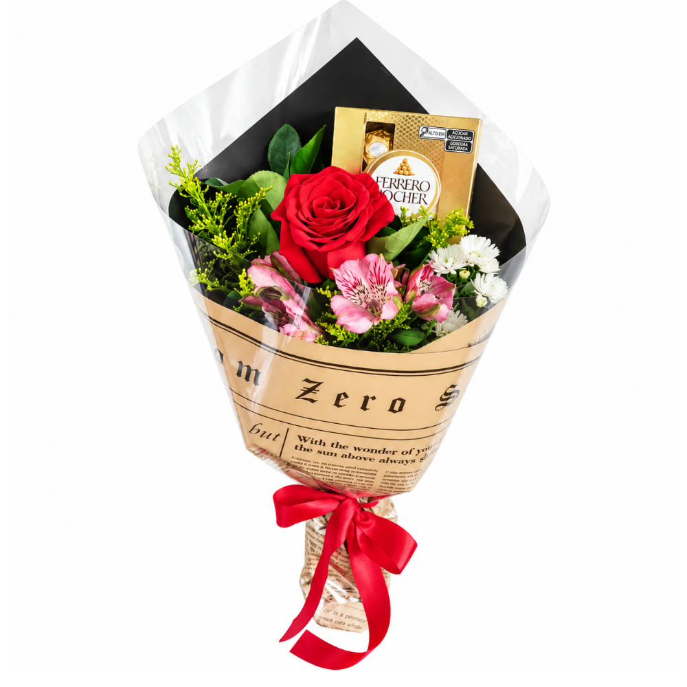 Mini Buqu� Rosa - Para Presente Com Ferrero Rocher