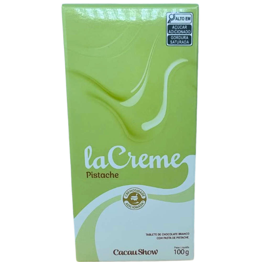 Barra de chocolate La Creme Cacau show Pistache 100g.