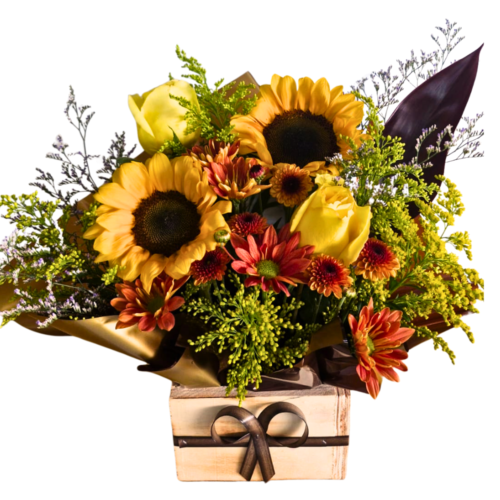 Arranjo Pequeno - Rosas Amarelas e Girass�is 