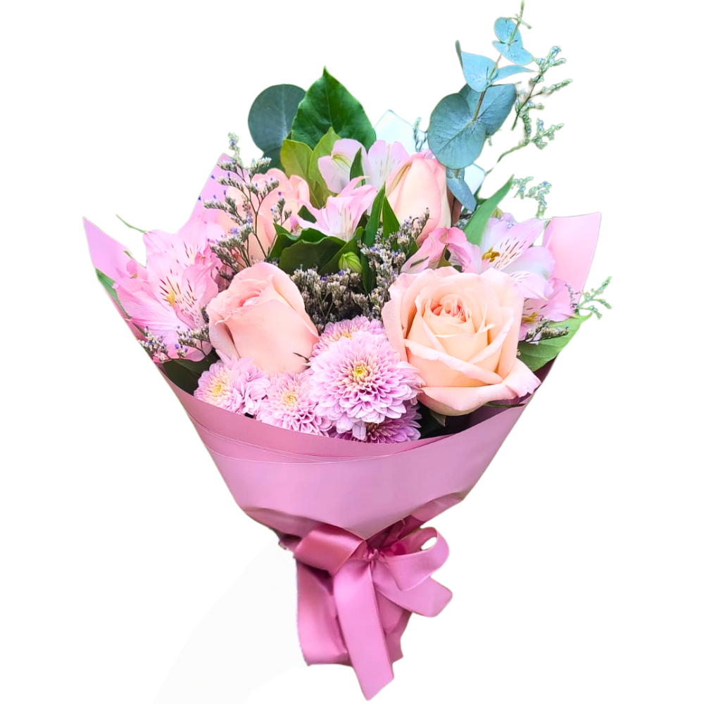 Mini Buqu� 4 Rosas Cor de Rosa Infantil