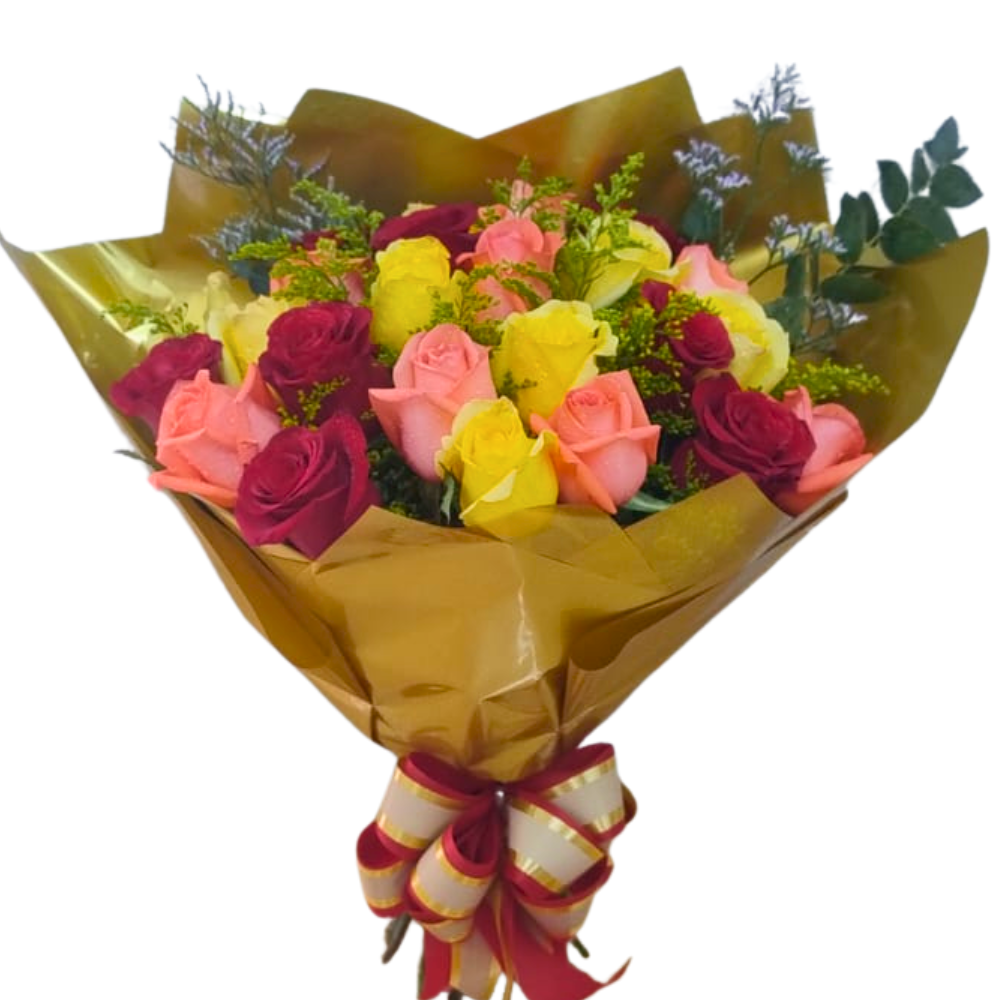 Buqu� Minimalista -  21 Rosas Coloridas